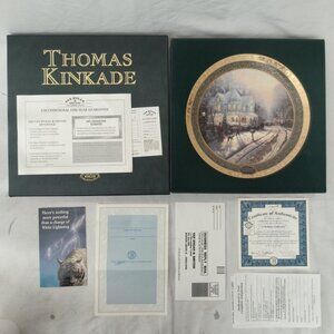 Thomas Kinkade "A Holiday Gathering"  Plate With COA & Box Vintage 1999 limited
